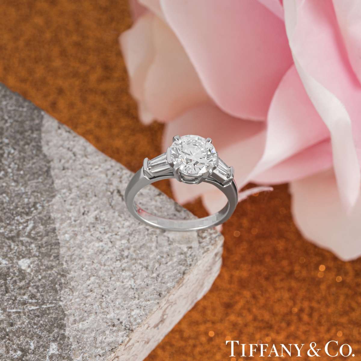 Tiffany & Co. Platinum Round Brilliant Cut Diamond Three Stone Ring 2.10ct E/VS1